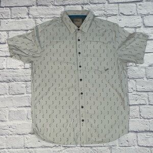 5.11 Tactical Gray Swiss Army Knife Novelty Print Button Up Shirt Light Gray Sho
